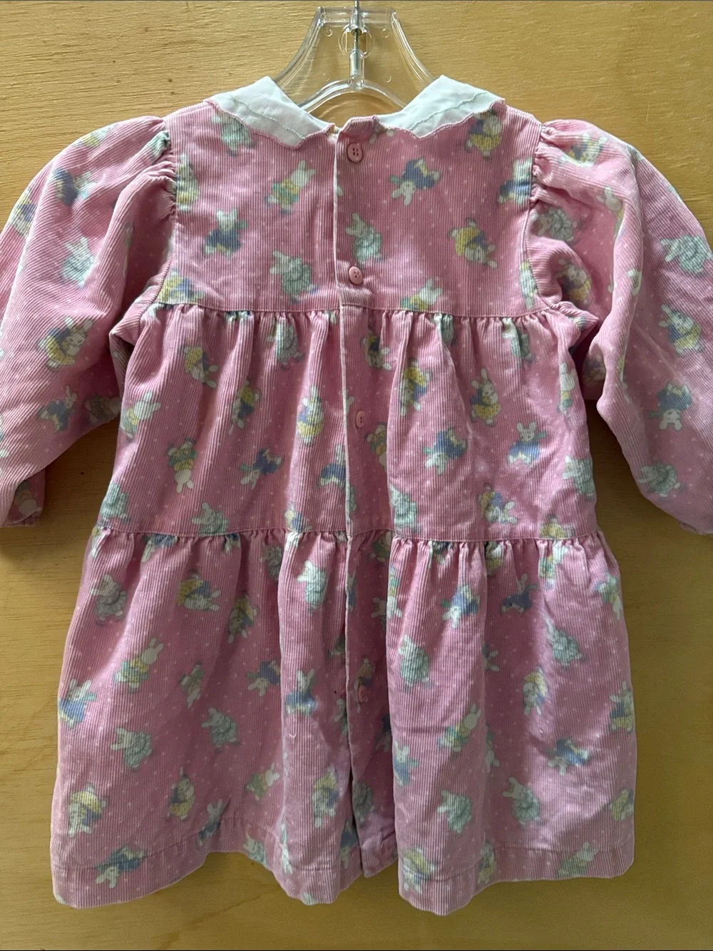 OshKosh B'gosh Pink CorduroyTiered 1987 Dress & Bunnies On Ice” Collar 3 Toddler